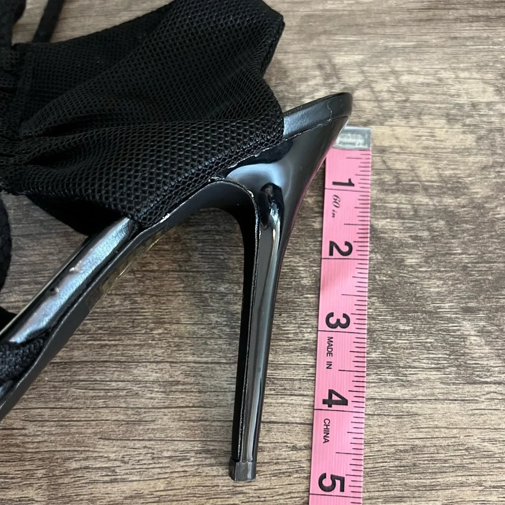 Bakers Black Tie stiletto High Heels Shoes Open Toe Formal Prom Hoco Sz 6.5 B